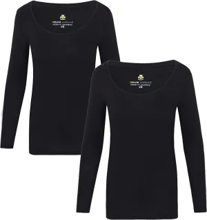 Natural Uniforms Women's Long Sleeve Extra Wide Scoop-Neck T-Shirt Under Scrub