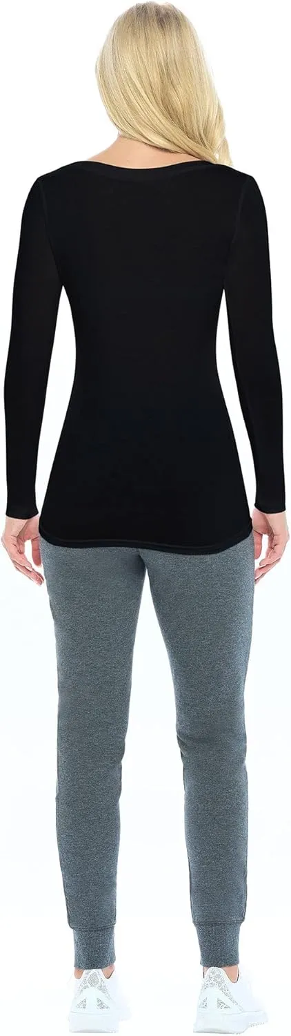 Natural Uniforms Women's Long Sleeve Extra Wide Scoop-Neck T-Shirt Under Scrub
