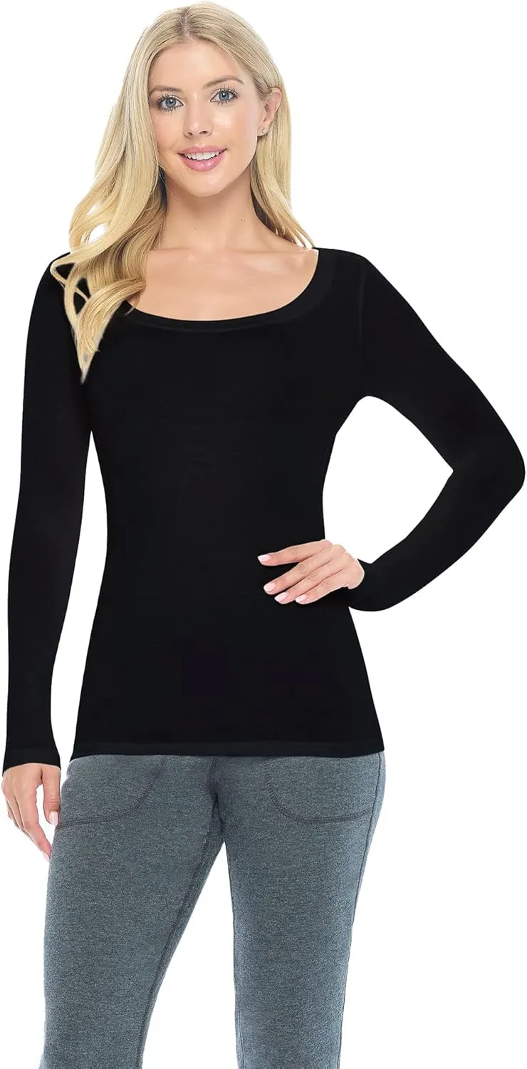 Natural Uniforms Women's Long Sleeve Extra Wide Scoop-Neck T-Shirt Under Scrub
