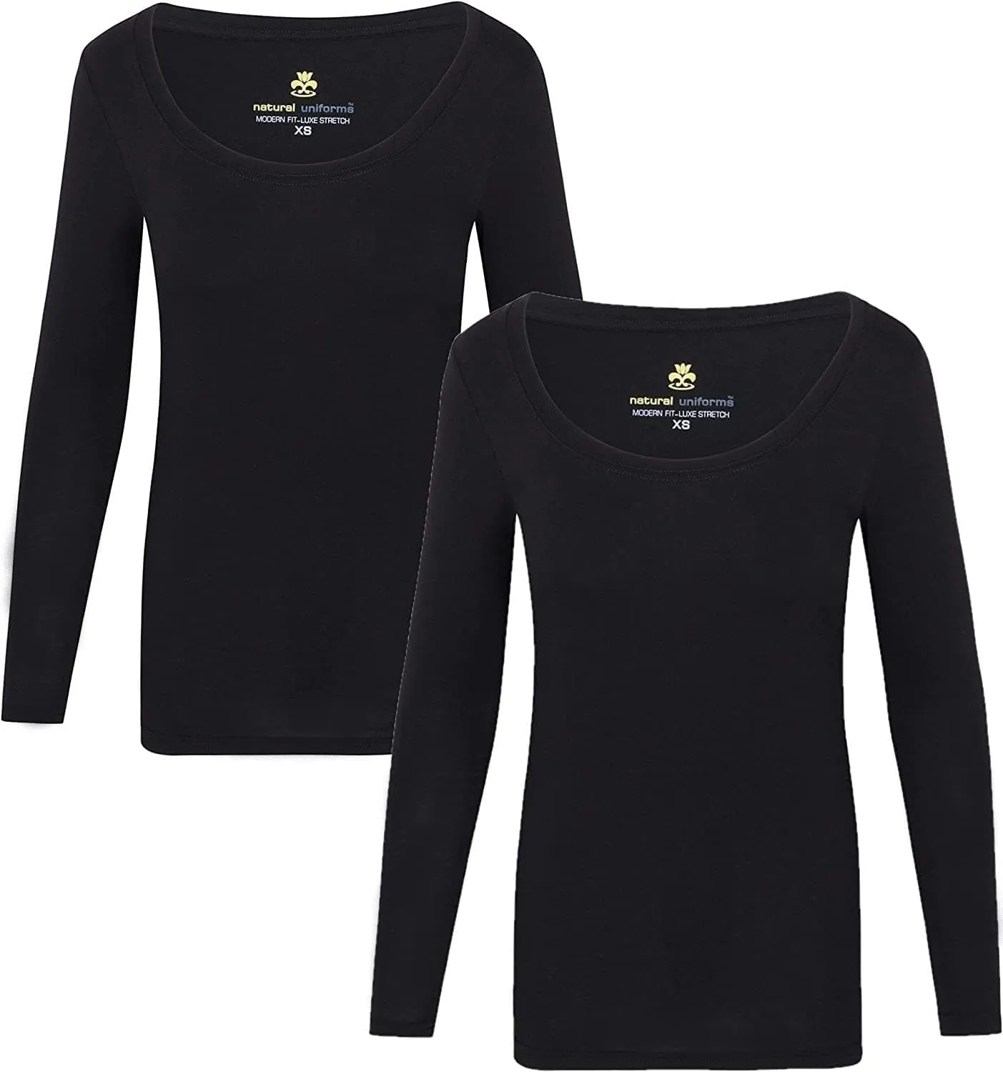 Natural Uniforms Women's Long Sleeve Extra Wide Scoop-Neck T-Shirt Under Scrub