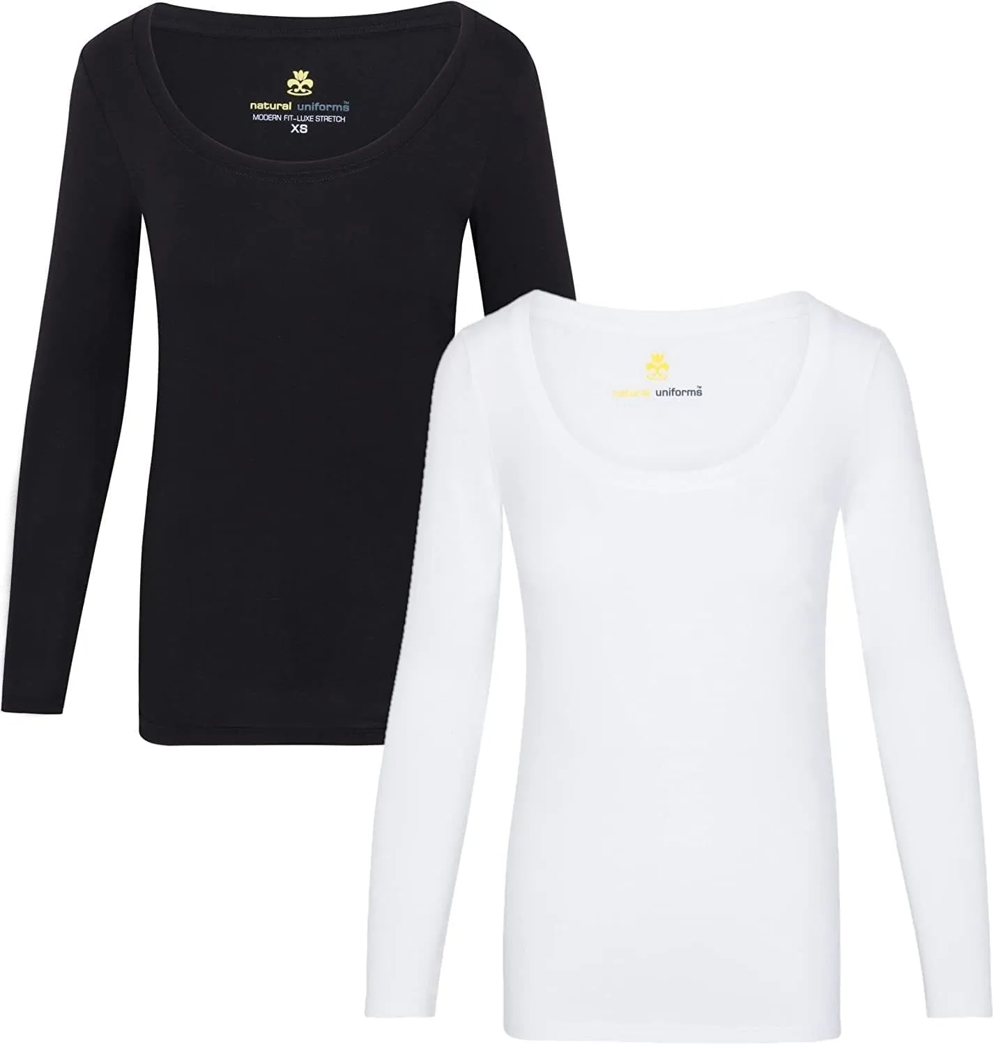 Natural Uniforms Women's Long Sleeve Extra Wide Scoop-Neck T-Shirt Under Scrub
