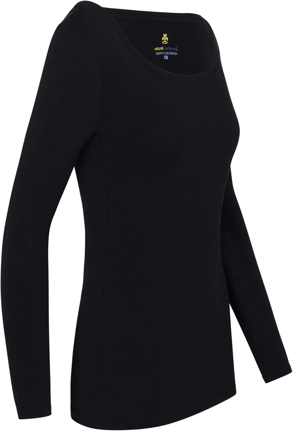 Natural Uniforms Women's Long Sleeve Extra Wide Scoop-Neck T-Shirt Under Scrub