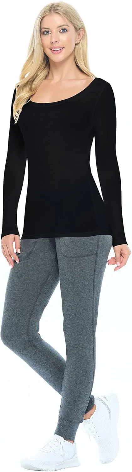 Natural Uniforms Women's Long Sleeve Extra Wide Scoop-Neck T-Shirt Under Scrub