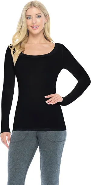 Natural Uniforms Women's Long Sleeve Extra Wide Scoop-Neck T-Shirt Under Scrub