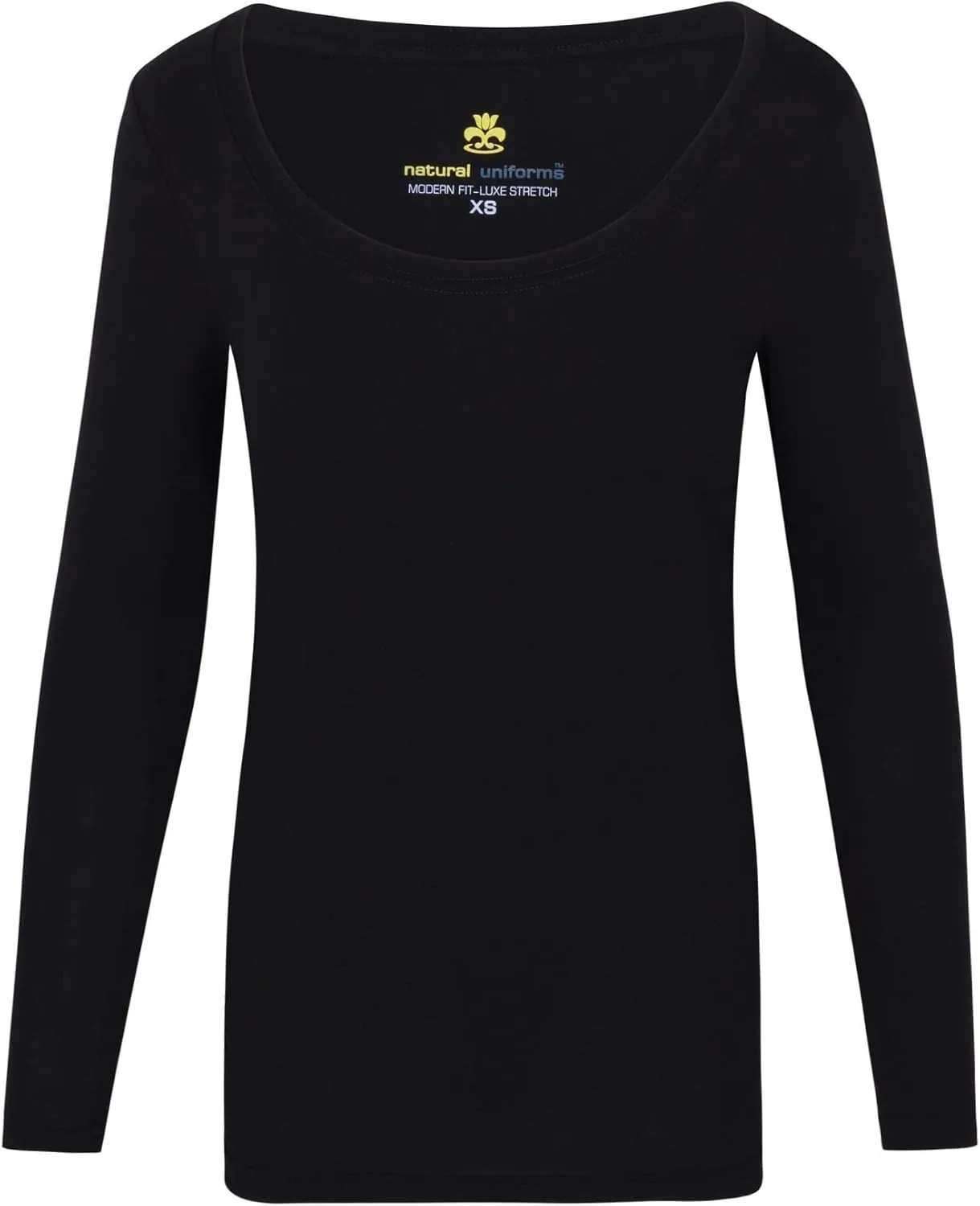 Natural Uniforms Women's Long Sleeve Extra Wide Scoop-Neck T-Shirt Under Scrub