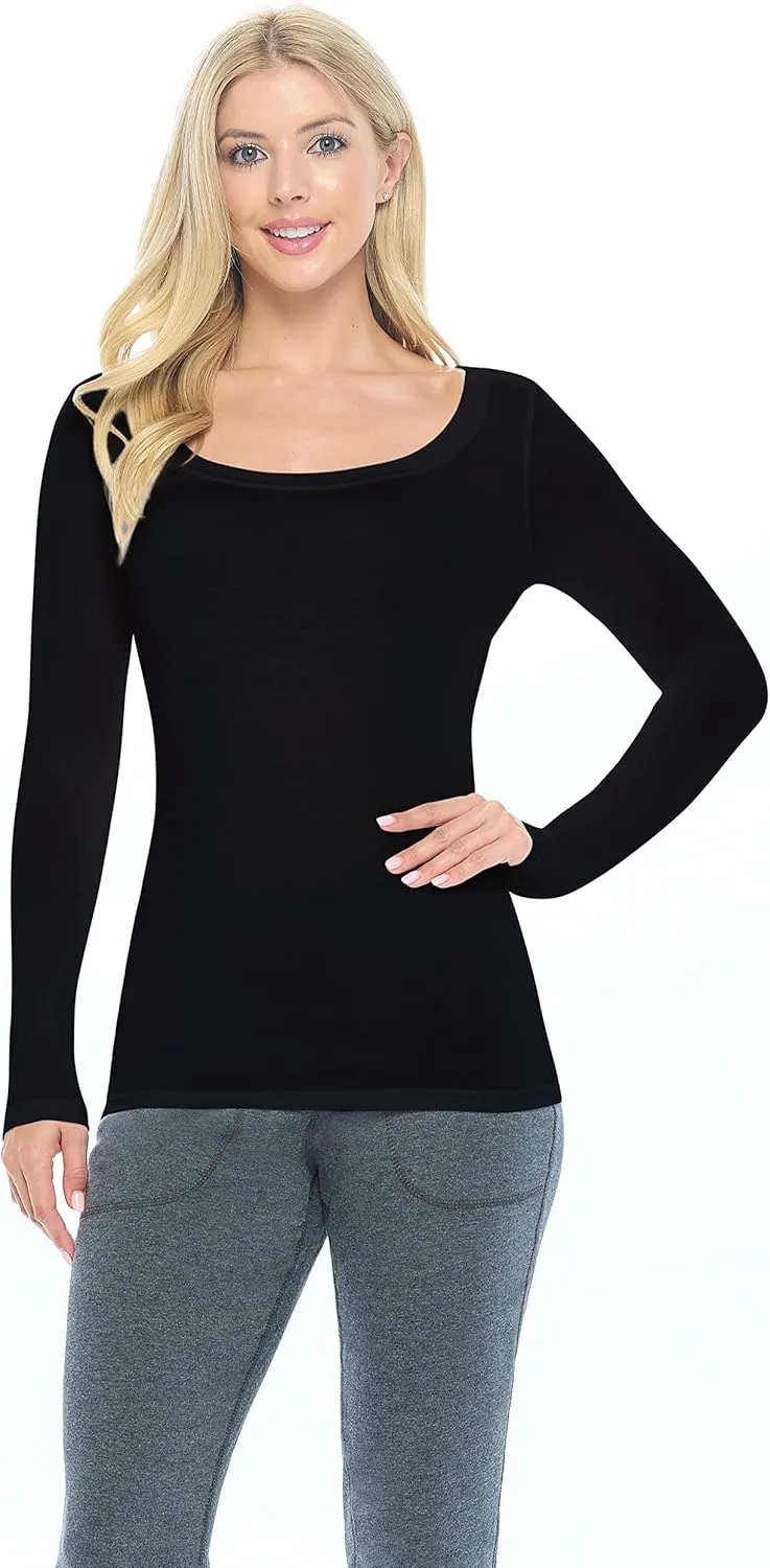 Natural Uniforms Women's Long Sleeve Extra Wide Scoop-Neck T-Shirt Under Scrub