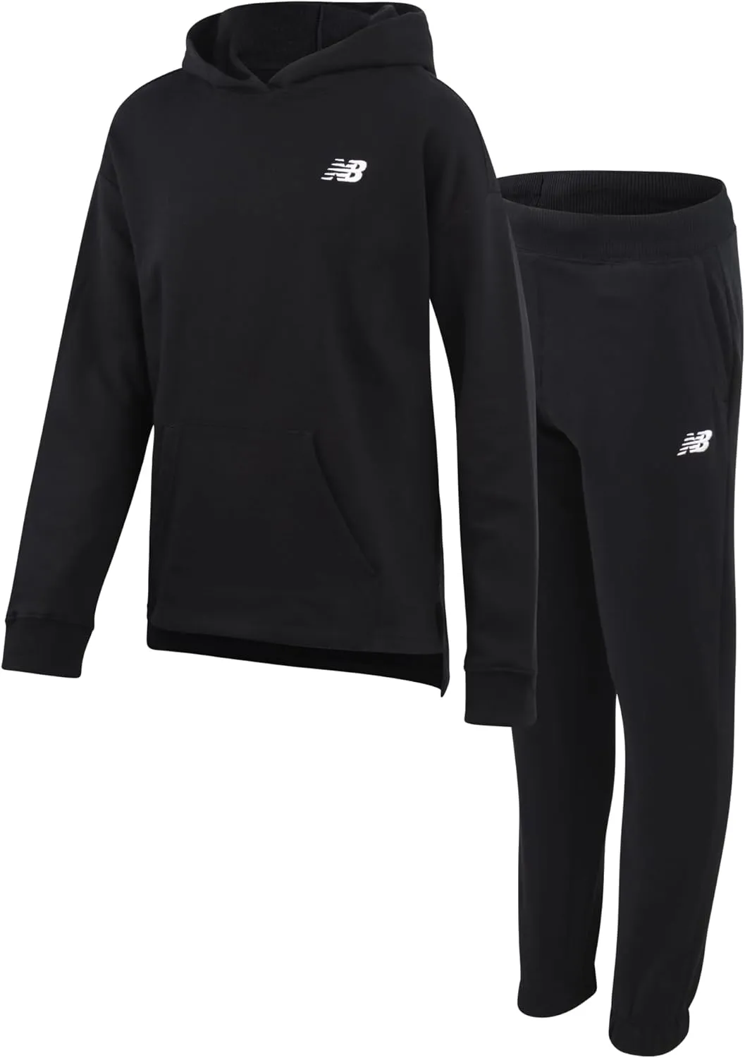 New Balance Girls' Sweatsuit Set - 2 Piece Fleece Pullover Hoodie and Joggers Sweatpants - Activewear Set for Girls (7-16)