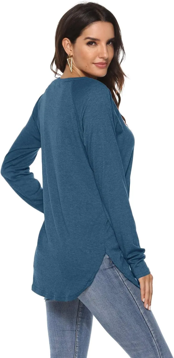 Newchoice Women's Casual Batwing Long Sleeve T Shirt Round Neck Basic Loose Tunic Tops