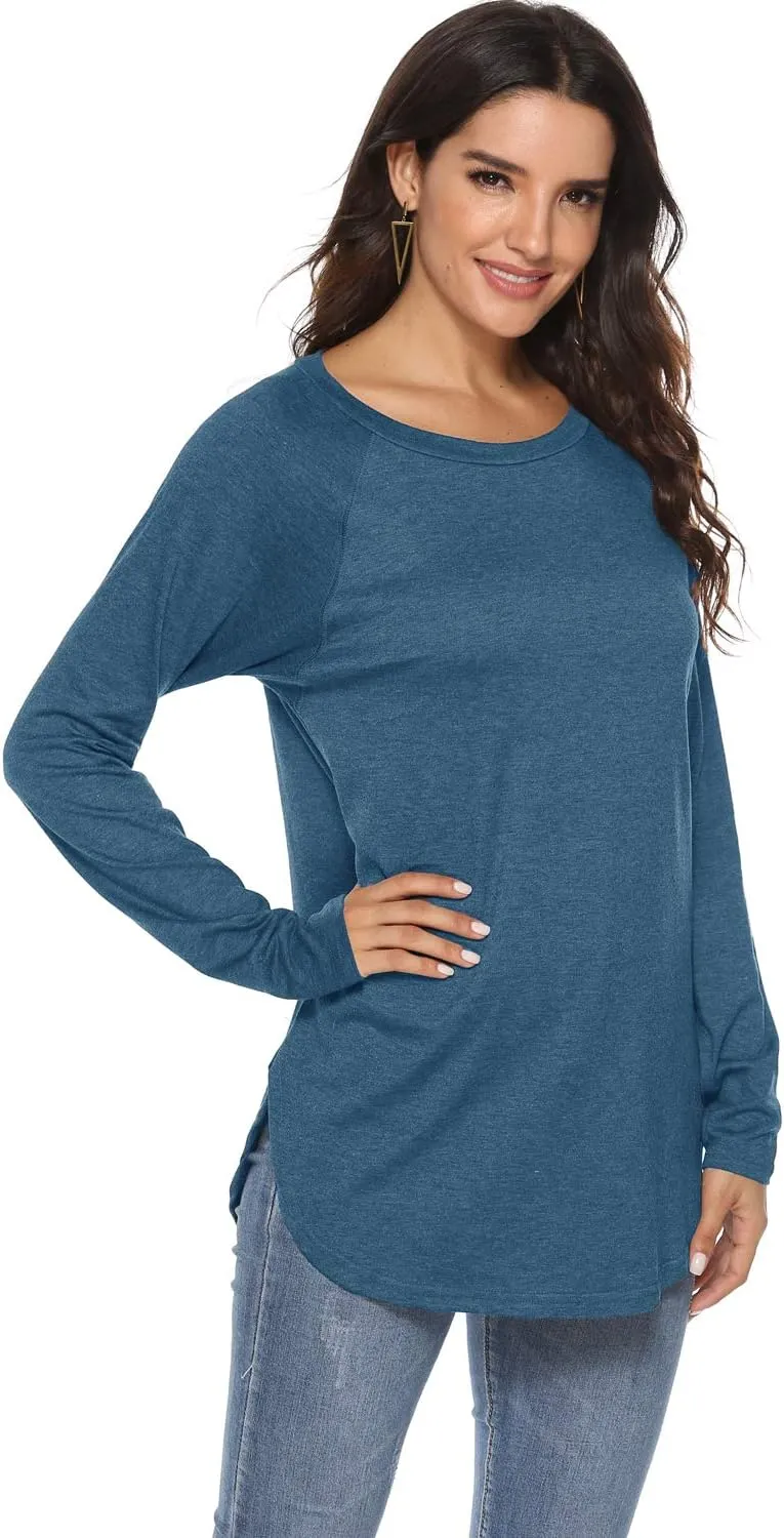 Newchoice Women's Casual Batwing Long Sleeve T Shirt Round Neck Basic Loose Tunic Tops