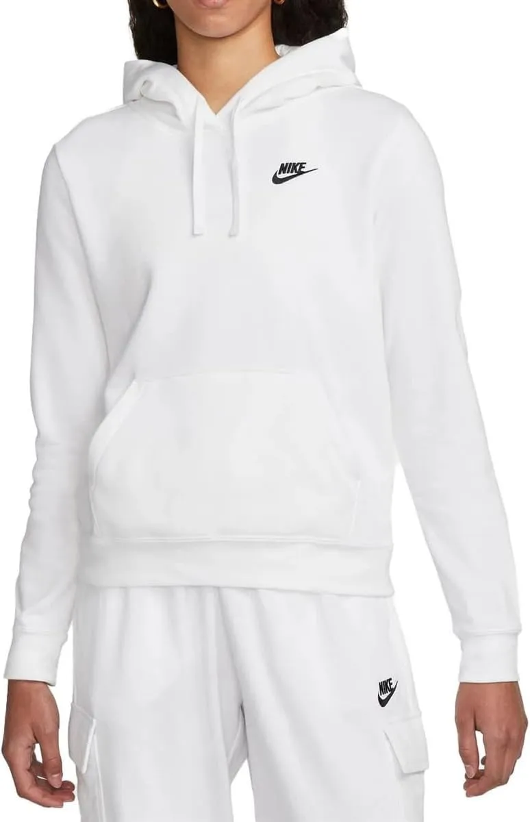 NIKE Sportswear Club Fleece Women's Pullover Hoodie Adult DQ5793-10, Size XL White/Black