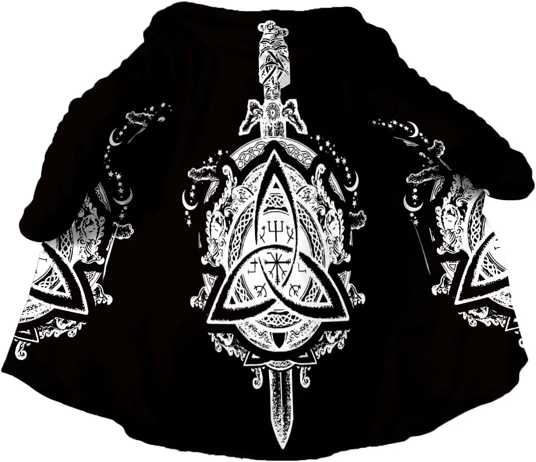 Norse Mythology Vegvisir Viking 3D Print Dream Cloak Thick Warm Hooded Men Overcoat Windproof Fleece Jacket