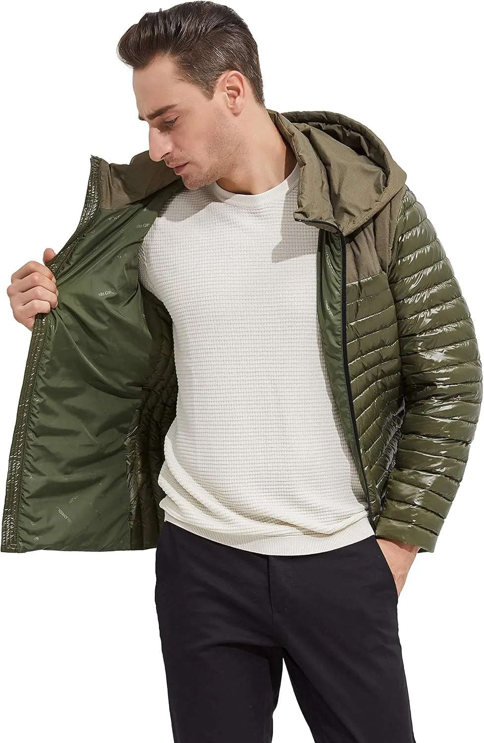 Orolay Men's Long Hooded Winter Down Jacket Warm Puffer Jacket