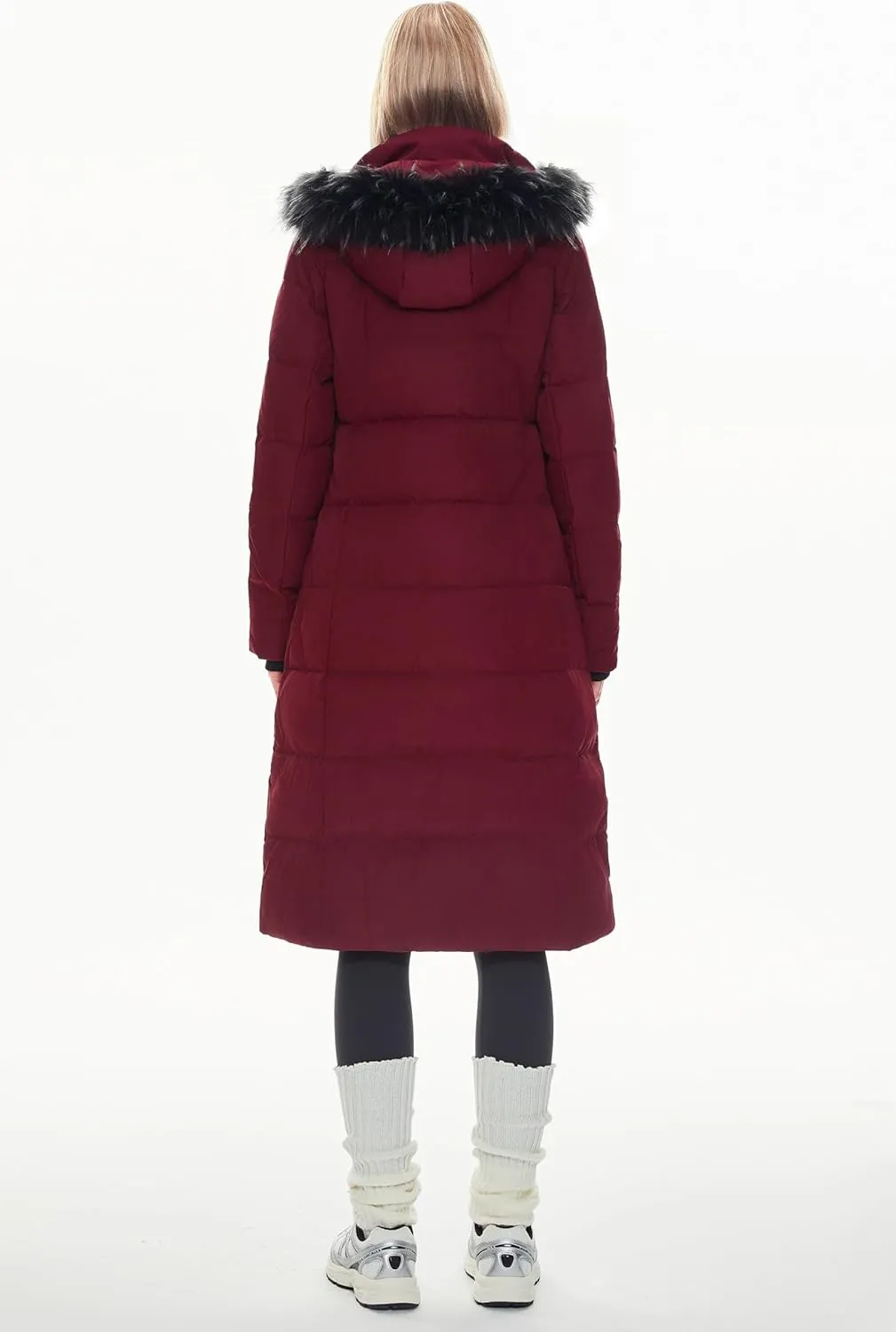 Orolay Women's Quilted Down Jacket Winter Long Coat Hooded Stand Collar Parka
