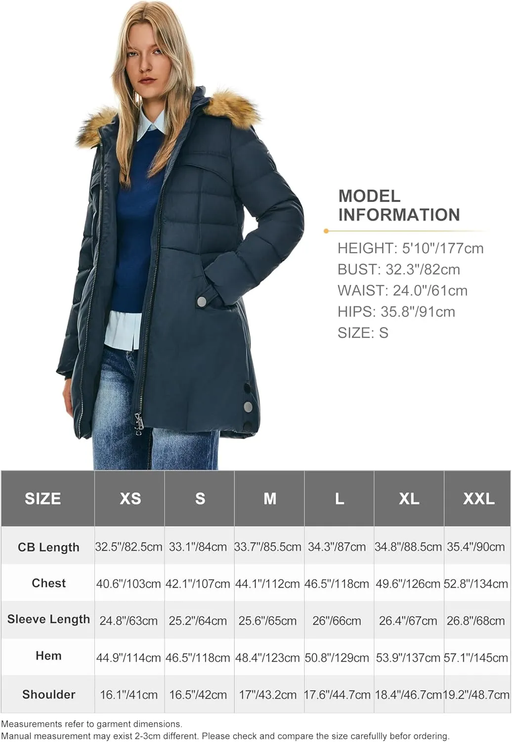 Orolay Women's Winter Down Jacket with Faux Fur Trim Hood