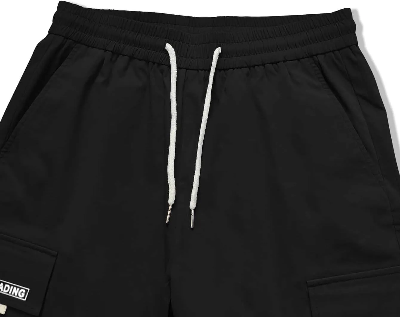 OYOANGLE Men's Casual Drawstring Elastic Waist Flap Pocket Letter Graphic Street Jogger Cargo Pants