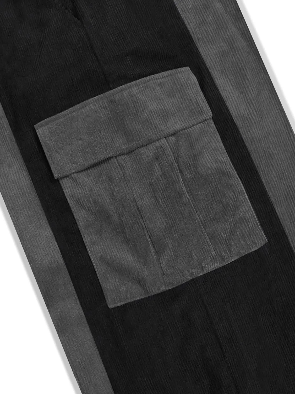 OYOANGLE Men's Streetwear Colorblock Drawstring Waist Wide Leg Baggy Corduroy Cargo Pants