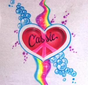 Peace Heart and Rainbow Airbrushed Tees Sweatshirts & Hoodies