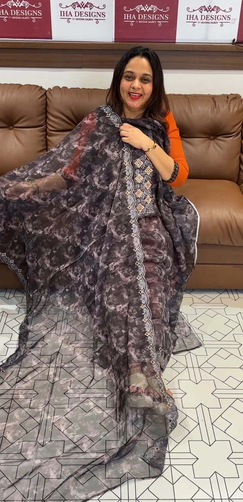 PRINTED ORGANZA UNSTITCHED SALWAR SUITS - IHA 14271