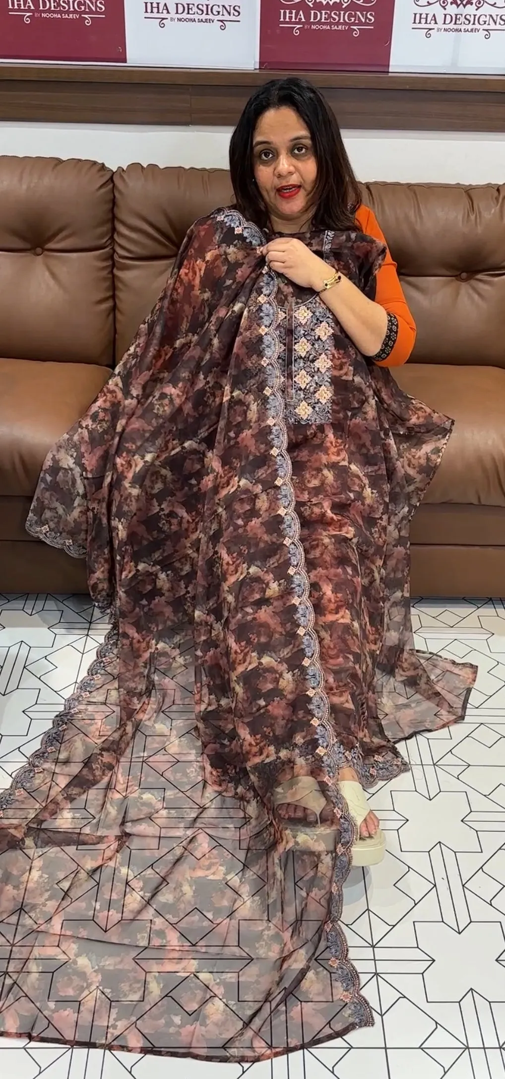 PRINTED ORGANZA UNSTITCHED SALWAR SUITS - IHA 14271