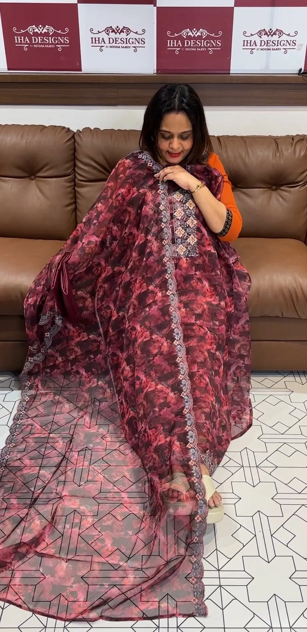 PRINTED ORGANZA UNSTITCHED SALWAR SUITS - IHA 14271