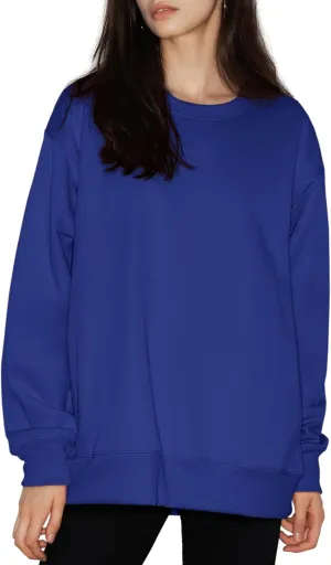 PUMIEY Women's Oversized Sweatshirts Fleece Crew Neck Hoodies with Pockets Long Sleeve Pullover Tops Three-No Collection