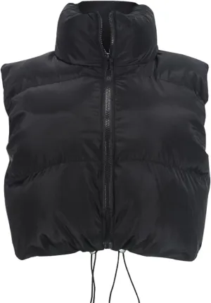 Quilted Vest Jacket for Women Winter Fall Lightweight Sleeveless Cropped Cardigan Tops Heated Puffer Vest Coat
