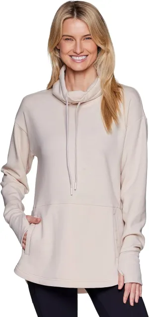 RBX Active Women's Lightweight Soft Plush Fleece Cowl Neck Pullover Sweatshirt