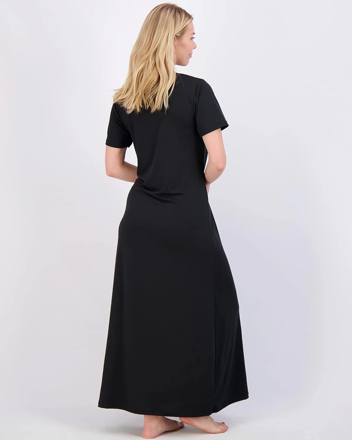 Real Essentials 3 Pack: Women's Soft Maxi Long Nightshirt Short Sleeve Soft Nightgown Sleep Dress (Available in Plus Size)