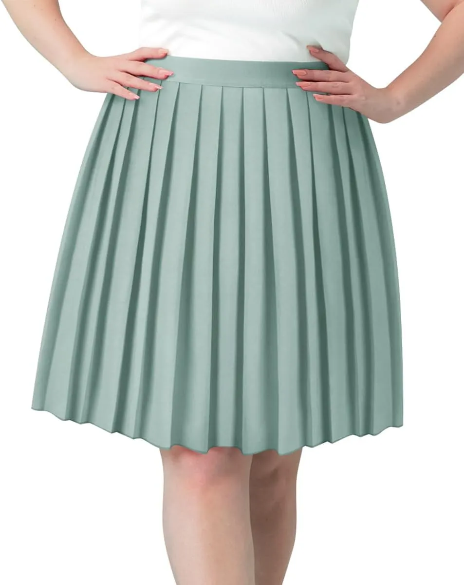 RITERA Plus Size Skirts for Women Short Skirt Pleated High Waist Swing A Line Swing Skirt