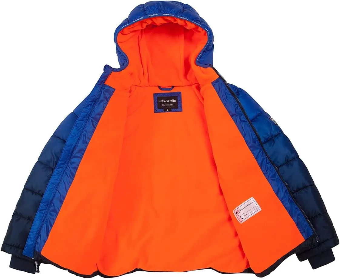 Rokka&Rolla Boys' Heavyweight Puffer Jacket Warm Fleece Lined Winter Coat
