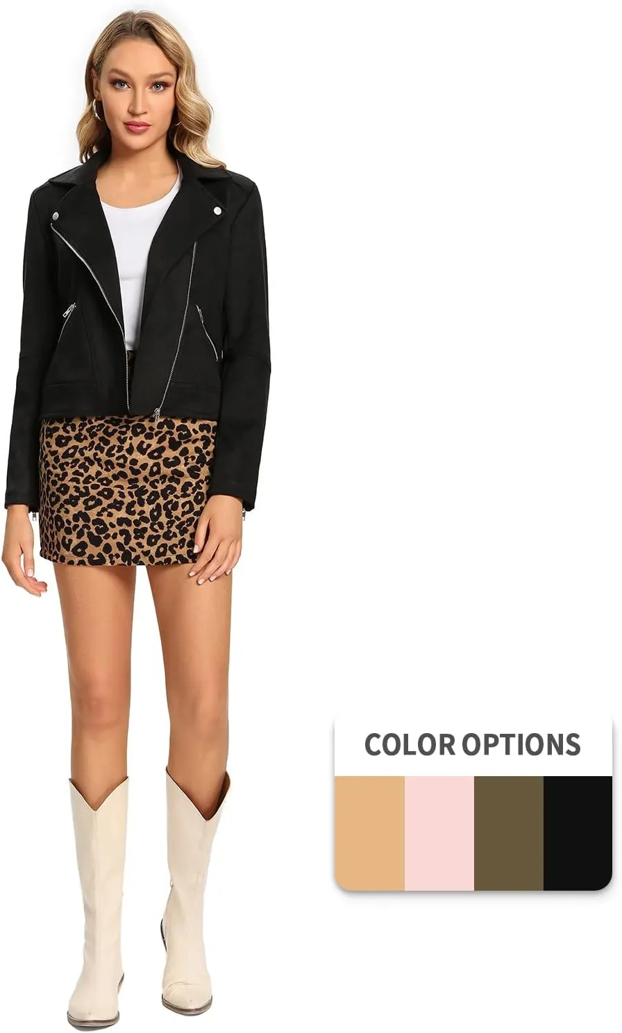 S P Y M Womens Faux Leather Jacket, Moto Biker Suede Coat