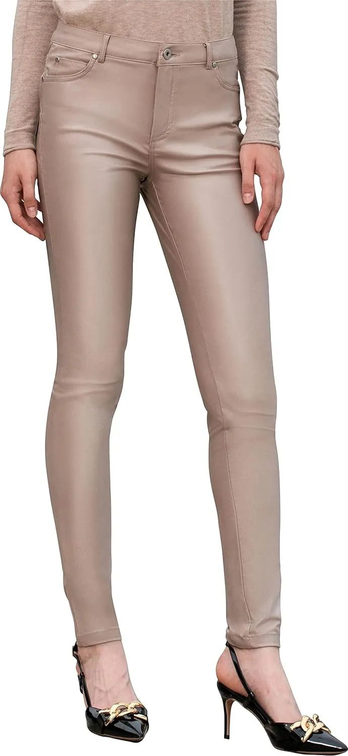 S P Y M Womens Stretchy Jeggings, Faux Leather Legging Pants with Pockets, Regular and Plus Size