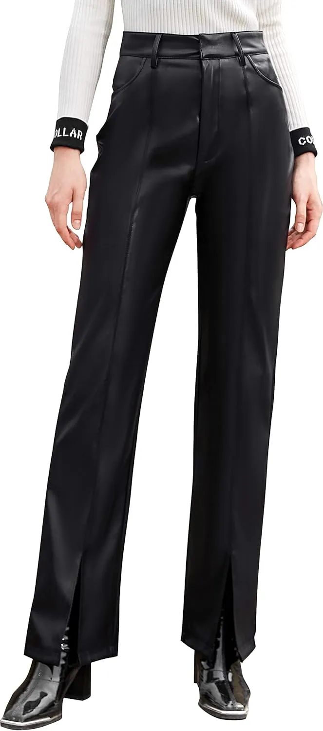 S P Y M Womens Stretchy Jeggings, Faux Leather Legging Pants with Pockets, Regular and Plus Size