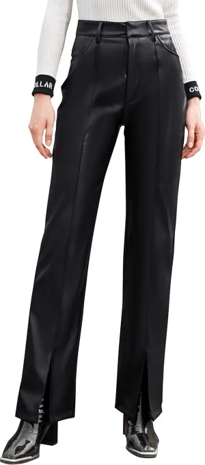 S P Y M Womens Stretchy Jeggings, Faux Leather Legging Pants with Pockets, Regular and Plus Size
