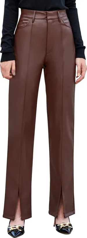 S P Y M Womens Stretchy Jeggings, Faux Leather Legging Pants with Pockets, Regular and Plus Size