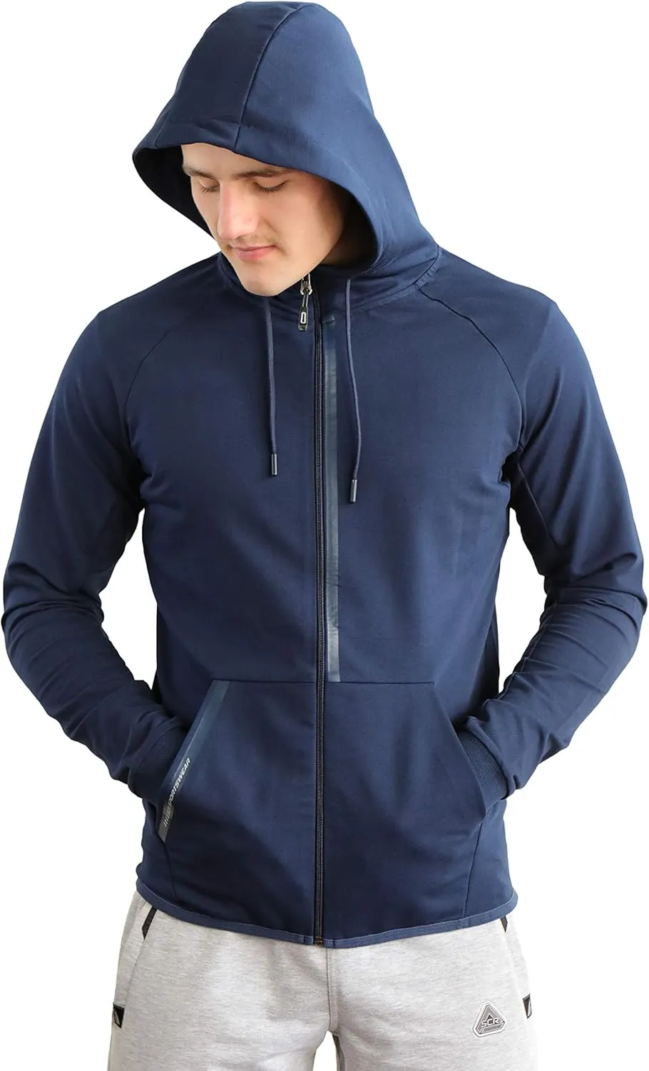 SCR Men's Hoodie for Tall, Average Men - Mens Hoodies with Pockets - Breathable Lightweight Zip Up Hooded Sweatshirt