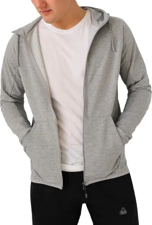 SCR Men's Hoodie for Tall, Average Men - Mens Hoodies with Pockets - Breathable Lightweight Zip Up Hooded Sweatshirt