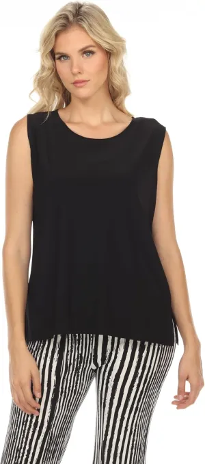 SEA & ANCHOR Made in USA Women's Stretchy Wrinkle Resistant Sleeveless Round Neck Tank Shell Missy Plus Size 9302-S