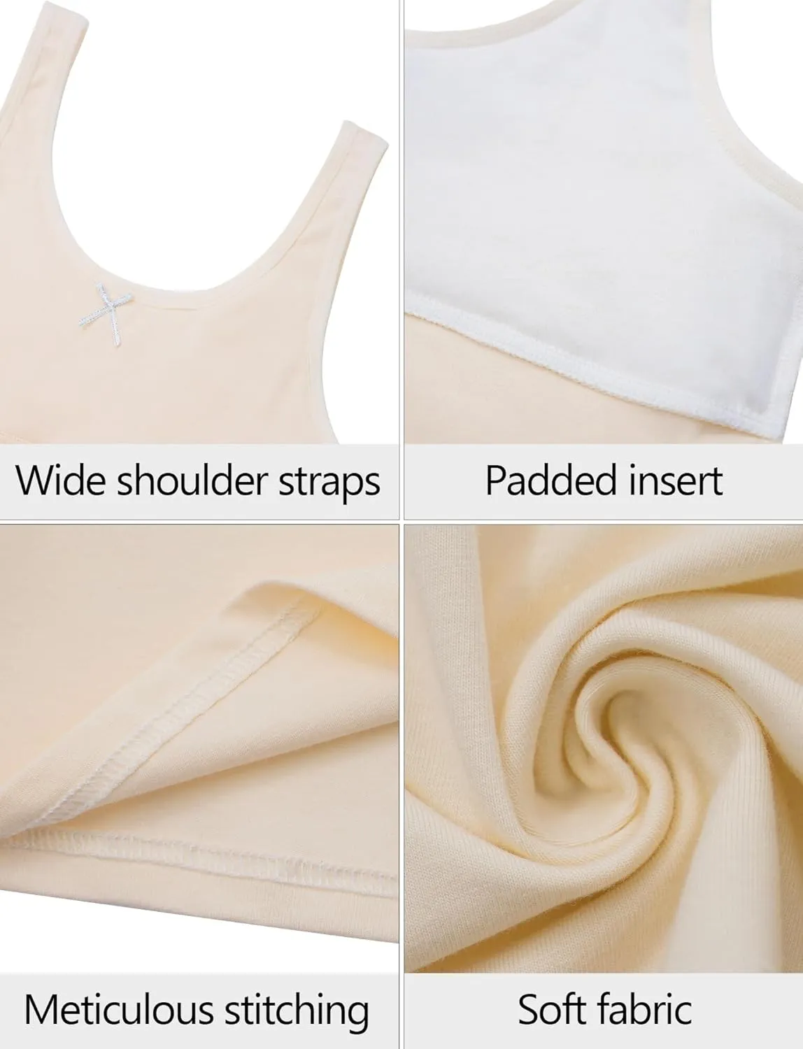 SEAUR Girls Stretch Crop Tank Top Seamless Breathable Sleeveless Cami Undershirts with Shelf Bras