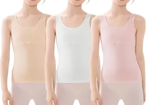 SEAUR Girls Stretch Crop Tank Top Seamless Breathable Sleeveless Cami Undershirts with Shelf Bras