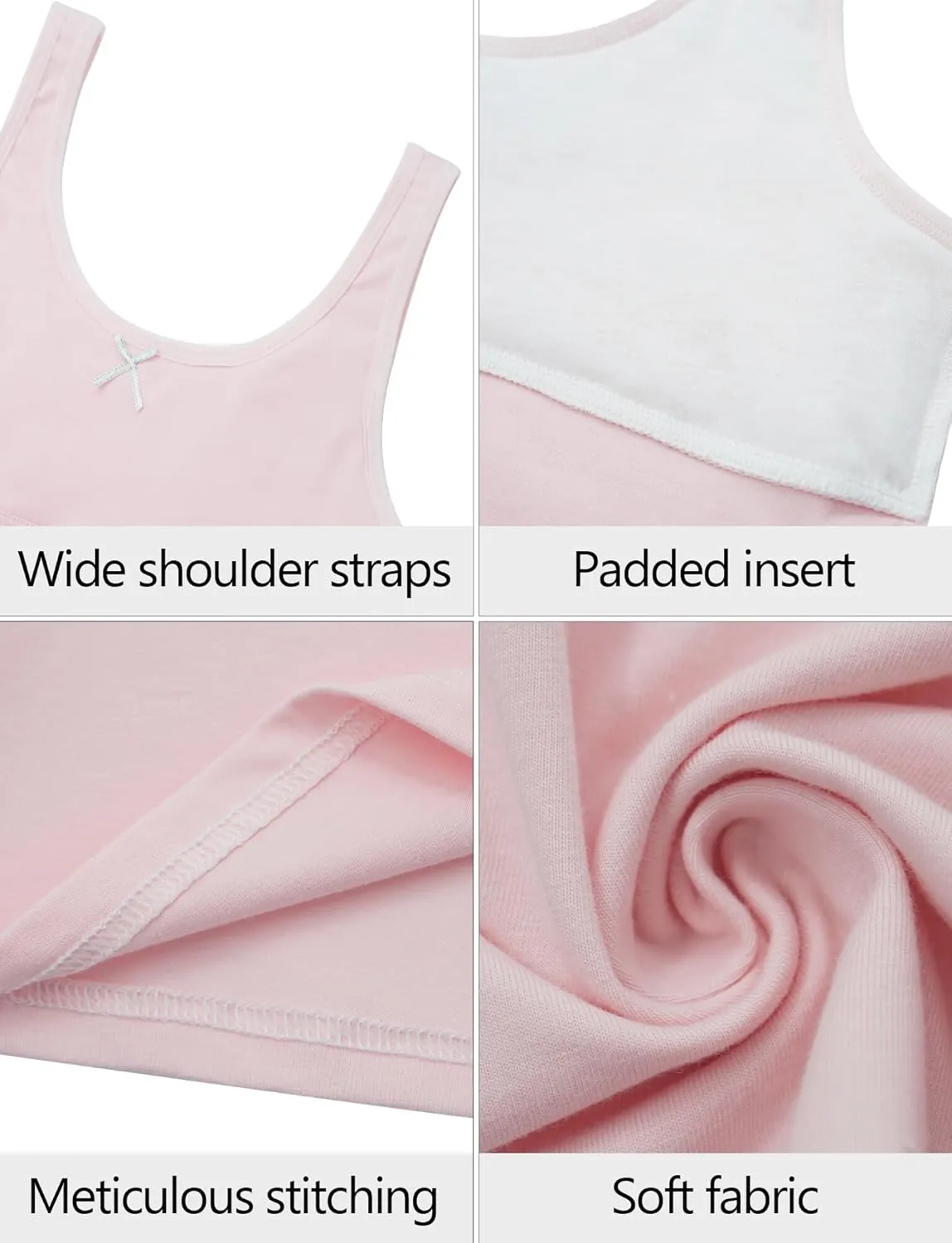 SEAUR Girls Stretch Crop Tank Top Seamless Breathable Sleeveless Cami Undershirts with Shelf Bras