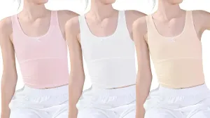 SEAUR Girls Stretch Crop Tank Top Seamless Breathable Sleeveless Cami Undershirts with Shelf Bras