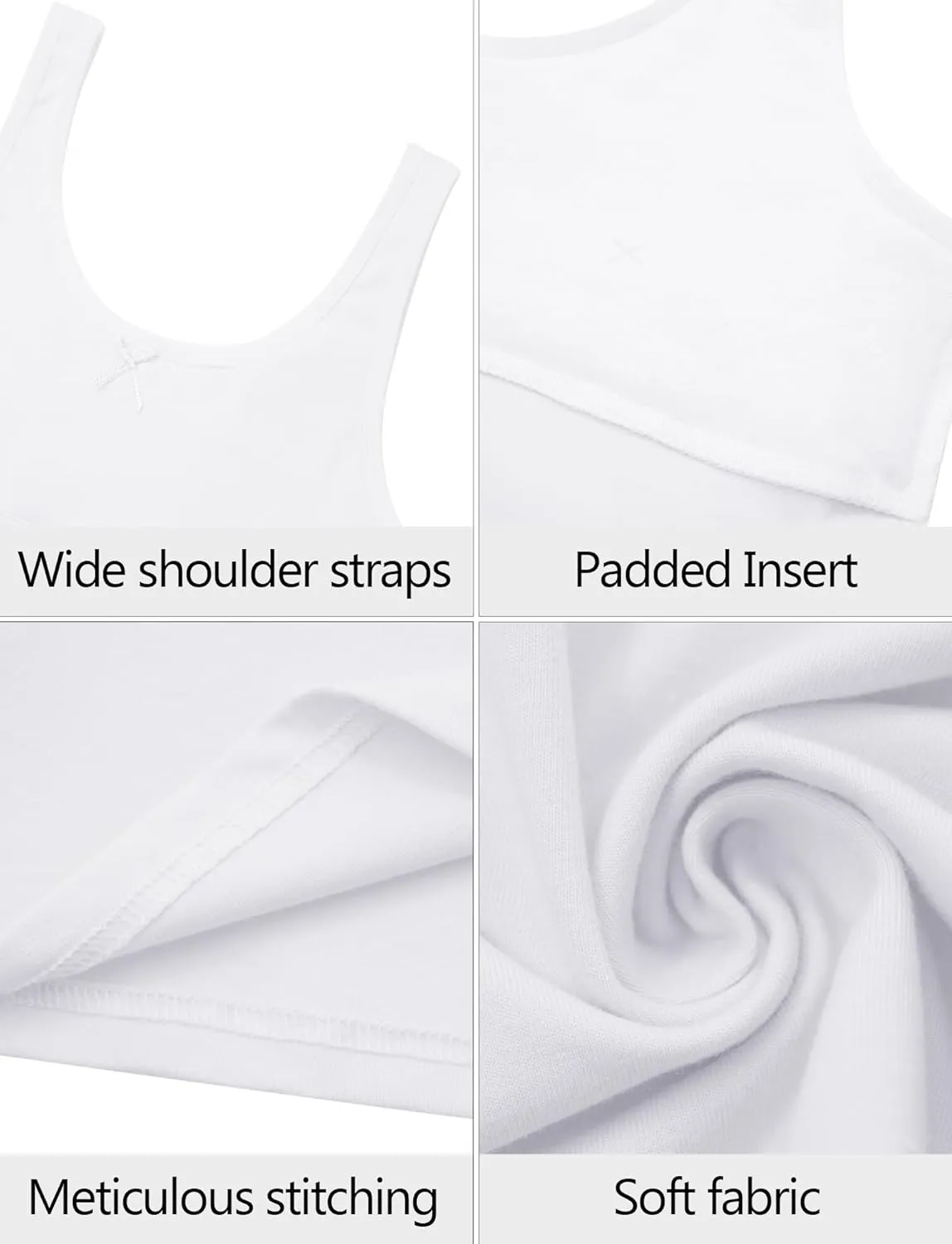 SEAUR Girls Stretch Crop Tank Top Seamless Breathable Sleeveless Cami Undershirts with Shelf Bras