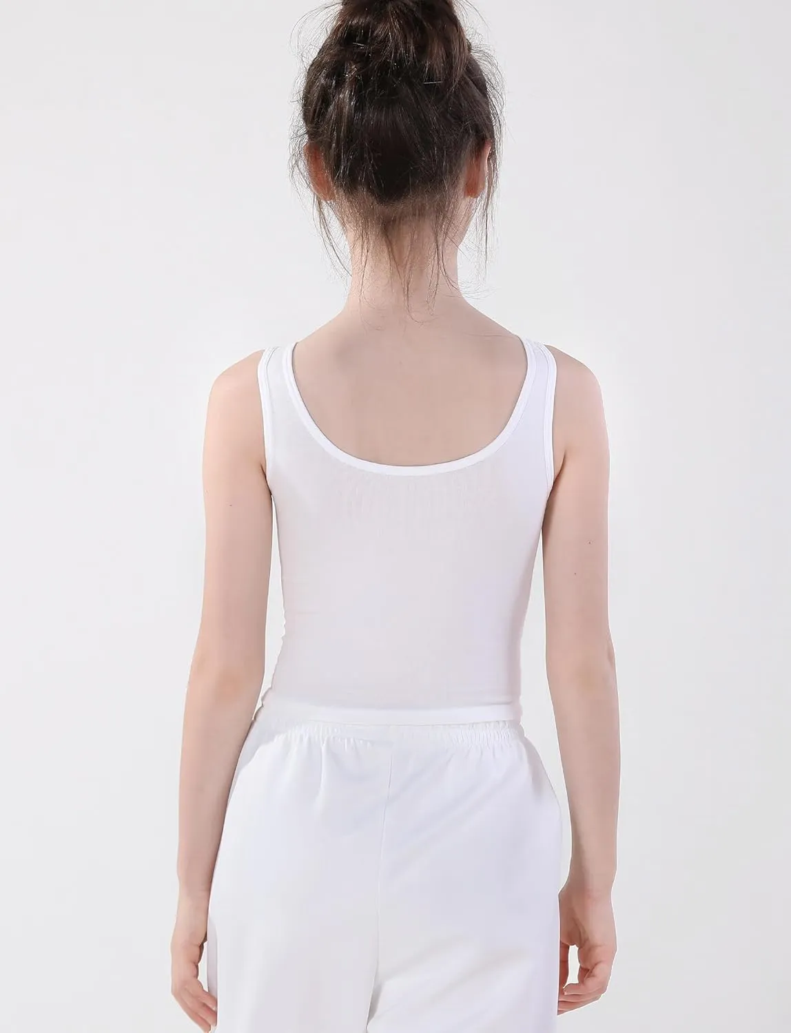 SEAUR Girls Stretch Crop Tank Top Seamless Breathable Sleeveless Cami Undershirts with Shelf Bras