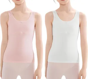 SEAUR Girls Stretch Crop Tank Top Seamless Breathable Sleeveless Cami Undershirts with Shelf Bras