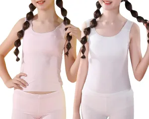 SEAUR Girls Stretch Crop Tank Top Seamless Breathable Sleeveless Cami Undershirts with Shelf Bras
