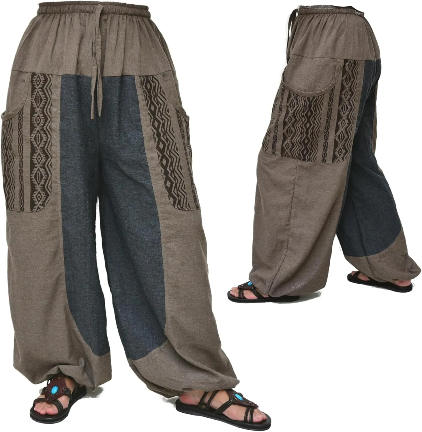 Siamrose Baggy Yoga Harem Pants Men Women Casual Lounge Trousers Two-Colored, 2 Pockets