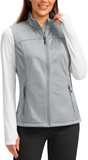 Soothfeel Women's Vest with Zipper Pocekts Lightweight Softshell Sleeveless Jacket Hiking Travel Golf Running Vest for Women