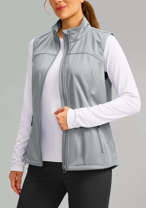 Soothfeel Women's Vest with Zipper Pocekts Lightweight Softshell Sleeveless Jacket Hiking Travel Golf Running Vest for Women