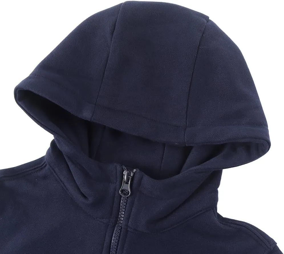 Spring&Gege Boys Full Zip Hoodies High Neck Mid-weight Fleece Hooded Sweatshirts for Children